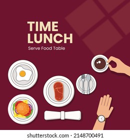 Lunch food in cartoon vector