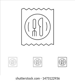 Lunch, Hotel, Knife, Table Bold and thin black line icon set