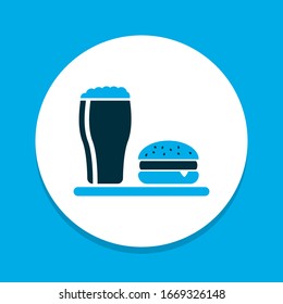 Symbol für Mittagssymbol. Qualitäts-Einzelbier mit Hamburger-Element im trendigen Stil.