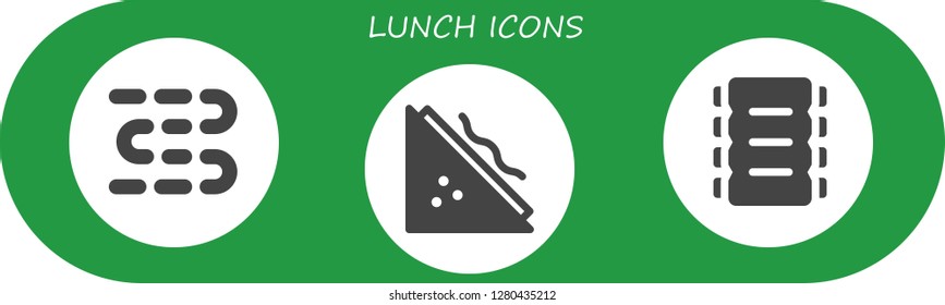  lunch icon set. 3 filled lunch icons. Simple modern icons about  - Sausages, Sandwich, Ribs