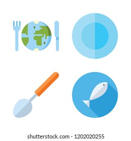 lunch icon set. vector set about dish, restaurant, fishes and ladle icons set.