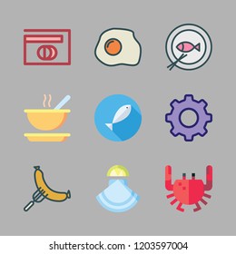 lunch icon set. vector set about sausage, crab, diners club and soup icons set.