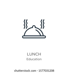 Lunch icon. Thin linear lunch outline icon isolated on white background from education collection. Line vector sign, symbol for web and mobile