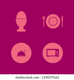 lunch icon. lunch vector icons set plate folk knife, proper meal, microwave and egg cup