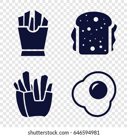 Lunch icons set. set of 4 lunch filled icons such as french fries, sandwich