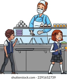 Lunch Lady Cartoon Colored Clipart Illustration