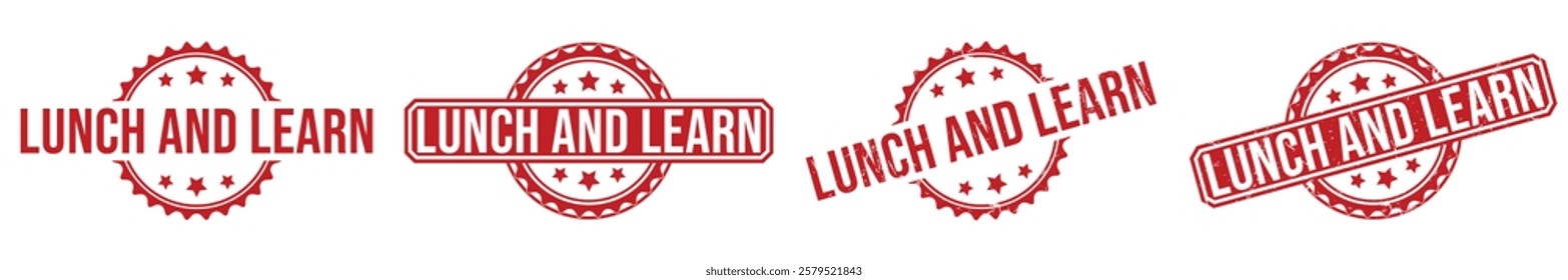 LUNCH AND LEARN red rubber stamp vector design.