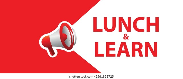 lunch and learn sign on white background