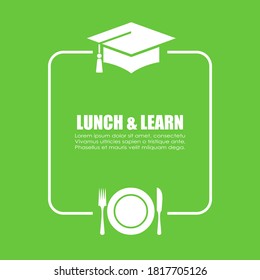 Lunch and learn vector poster on green background