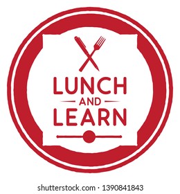 Lunch And Learn. Vector Red Icon.