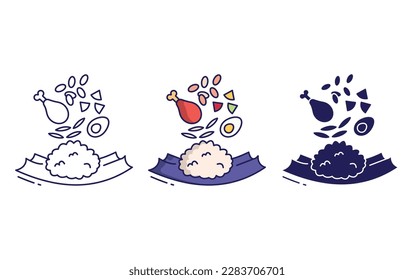 Lunch line and solid vector icons