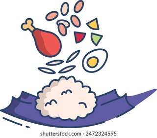 Lunch linear color vector illustration
