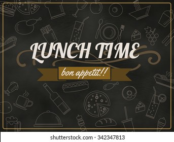 Lunch menu design vintage on chalkboard, restaurant design vector format eps 10