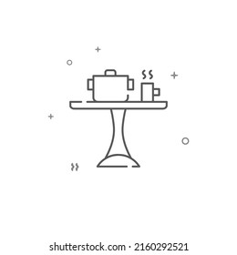 Lunch on the table simple vector line icon. Symbol, pictogram, sign isolated on white background. Editable stroke. Adjust line weight.