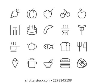 colección de iconos de esquema de almuerzo. Elementos simples de línea delgada para web y aplicación. Paquete premium