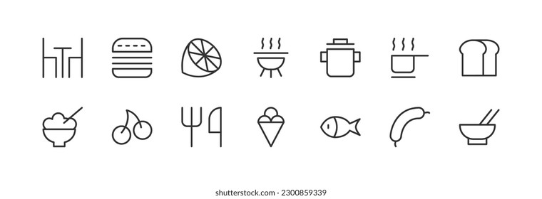 lunch outline icon collection. Thin line simple elements for web and app. Premium pack