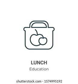 Lunch outline vector icon. Thin line black lunch icon, flat vector simple element illustration from editable education concept isolated on white background