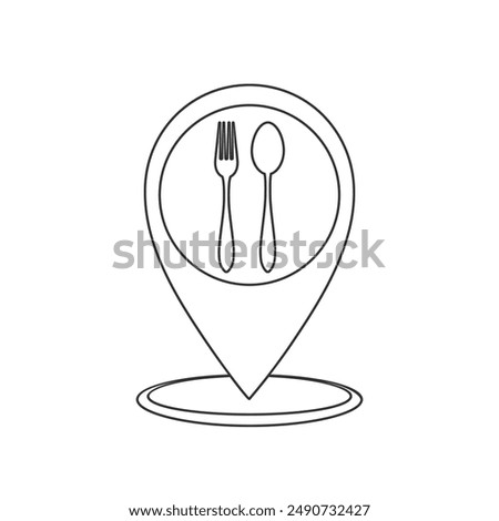 Lunch point icon, location restaurant or caffe, pin on map for eat, food on the road