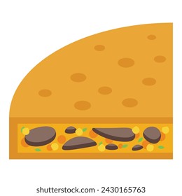 Almuerzo quesadilla icono vector isométrico. En la calle encontraremos comida. Refrigerio culinario