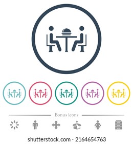 Mittagessen im Restaurant flache Symbole in runden Linien. 6 Bonussymbole sind im Lieferumfang enthalten.