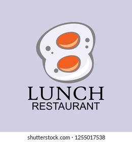 Lunch restaurant with fried egg logo vector illustration