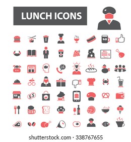 Lunch, restaurant  icons, signs vector concept set for infographics, mobile, website, application
