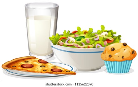 A Lunch Set on White Background illustration