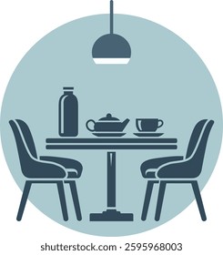 Lunch Table Black Line Icon Elegant and Simple Outline Design for Dining Hospitality