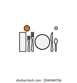 Lunch, table etiquette colored icon. Can be used for web, logo, mobile app, UI, UX