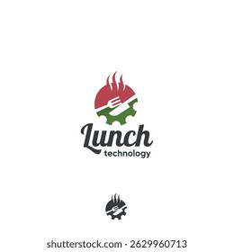 Almoço tecnologia cozinha chef restaurante logotipo vetor