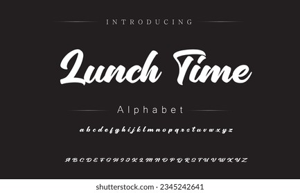 Lunch Time Best Alphabet Painting Paint Brush Beauty Script Logotype Font lettering handwritten