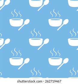 Lunch time blue with white seamless pattern for web design. Vector symbol