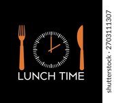 Lunch time design. Menu icon isolated on black background
