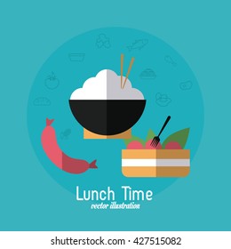 Lunch time design. Menu icon. Flat illustration , editable vector
