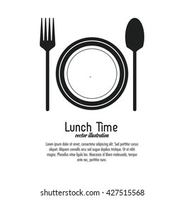 Lunch time design. Menu icon. Flat illustration , editable vector