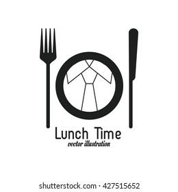 Lunch time design. Menu icon. Flat illustration , editable vector