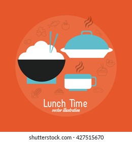Lunch time design. Menu icon. Flat illustration , editable vector