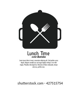 Lunch time design. Menu icon. Flat illustration , editable vector