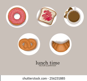 lunch time design over, ligth brown background, vector illustration.