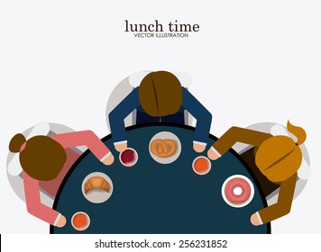 lunch time design over, white background, vector illustration.