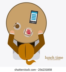 lunch time design over, white background, vector illustration.