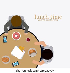 lunch time design over, white background, vector illustration.
