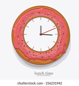 lunch time design over, white background, vector illustration.