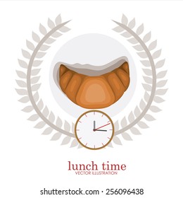 lunch time desing over, white backgrund, vector illustration.