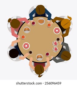 lunch time desing over, white backgrund, vector illustration.