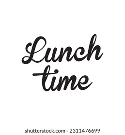 hora del almuerzo - letra escrita a mano aislada en fondo blanco. Ilustración vectorial de stock para decoración interior, diseño de empaque, tienda, bistró, bar, restaurante, plaza pública, menú