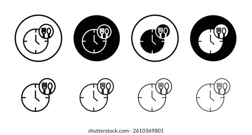 Lunch time icon Black and white outline vector