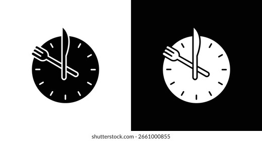Ícone da hora de almoço. pacote de ícones de linha preto e branco.