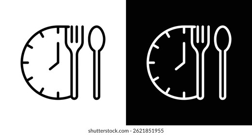 Lunch time icon concept stroke on white background