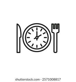 Lunch time icon flat line symbol set.